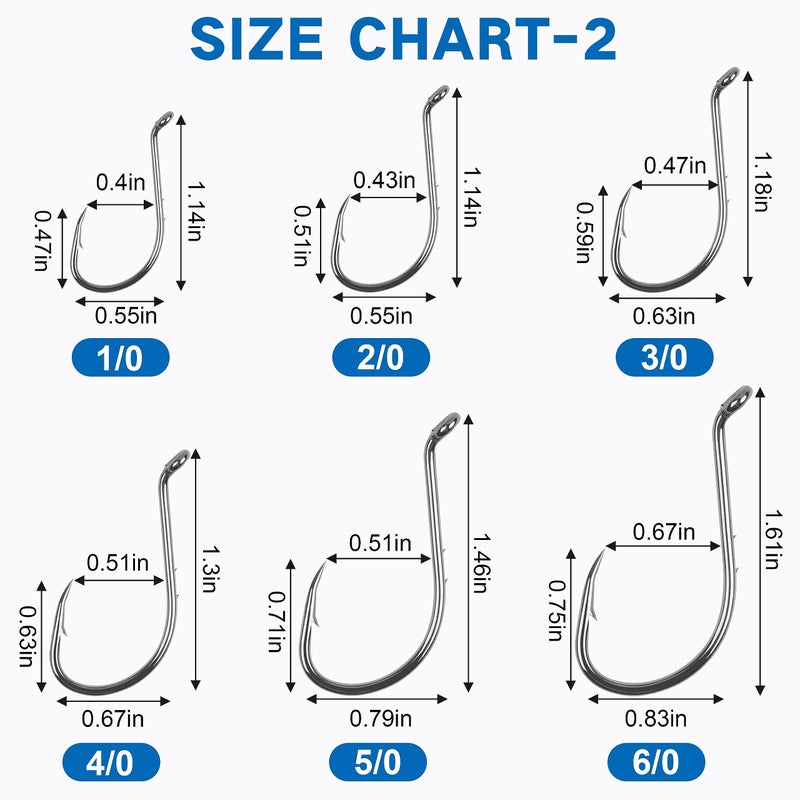 SILANON Octopus Fishing Hooks-120pcs Barbed Baitholder High Carbon Steel Offset Circle Octopus Hooks Extra Sharp Jig Fish Hooks for Freshwater Saltwater Size 8-6/0 - Image 5